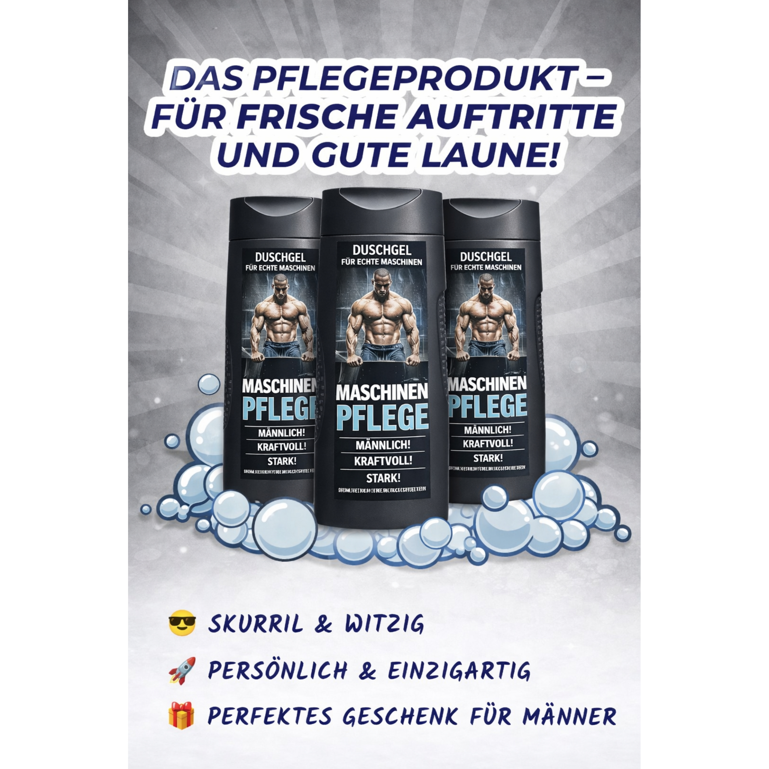 Maschinenpflege Duschgel – lustiges Duschgel für Männer, witziges Geschenk für Bodybuilder, Fitness Fans