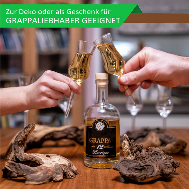 Grappaglas auf Echtholzwurzel Schnapsglas Wurzel