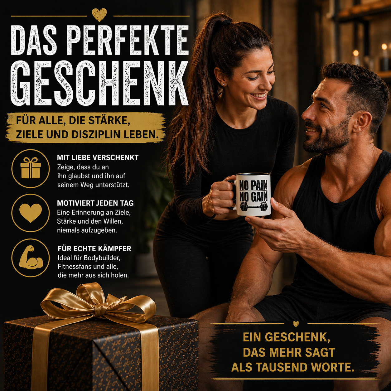 No Pain No Gain Tasse | Fitness Geschenk Gym