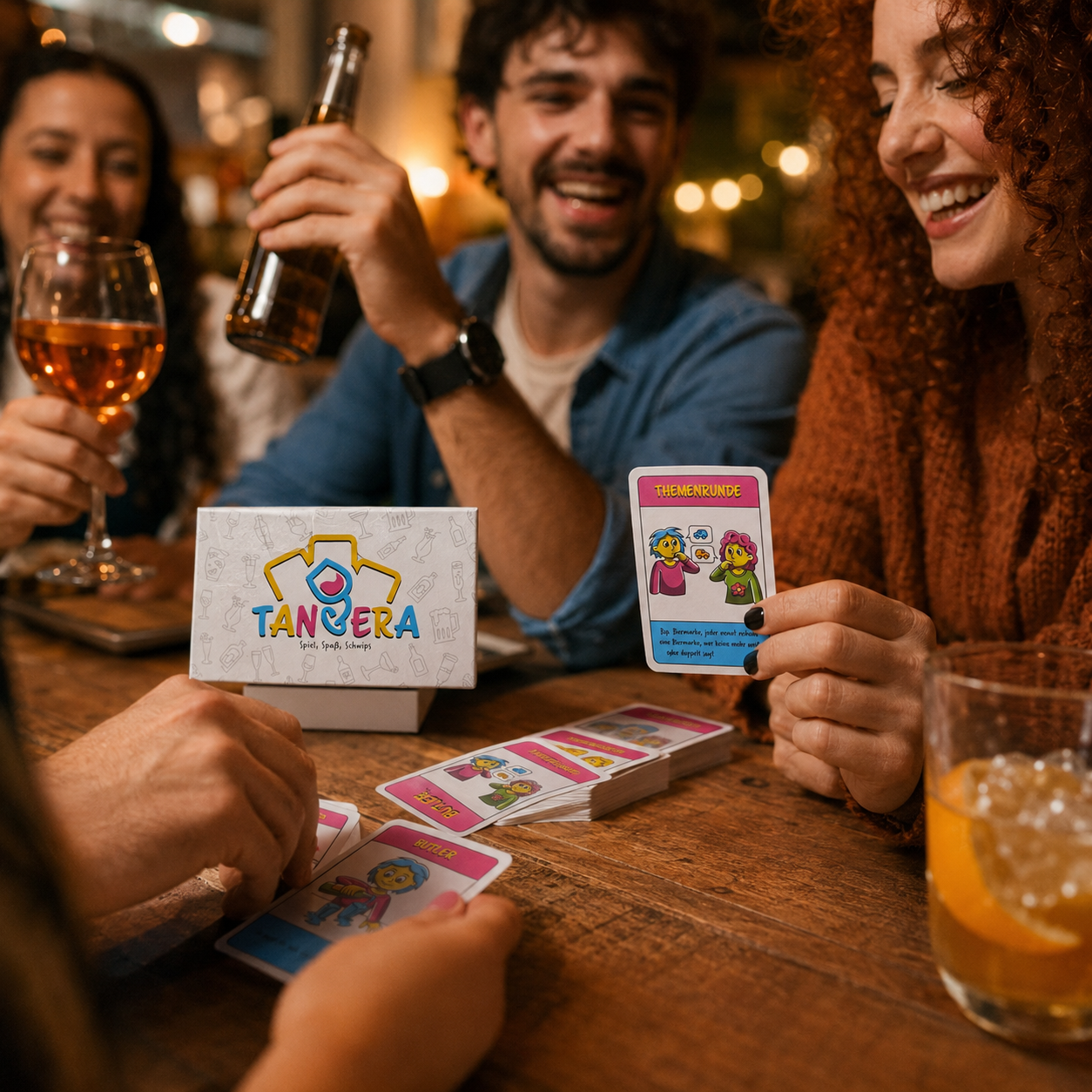 TANGERA® – Partyspiel für Erwachsene | Trinkspiel & Kartenspiel für Spieleabende, Geburtstage, JGA & Festivals