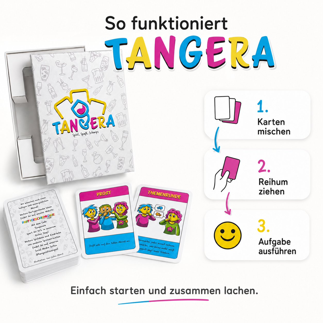 TANGERA® – Partyspiel für Erwachsene | Trinkspiel & Kartenspiel für Spieleabende, Geburtstage, JGA & Festivals