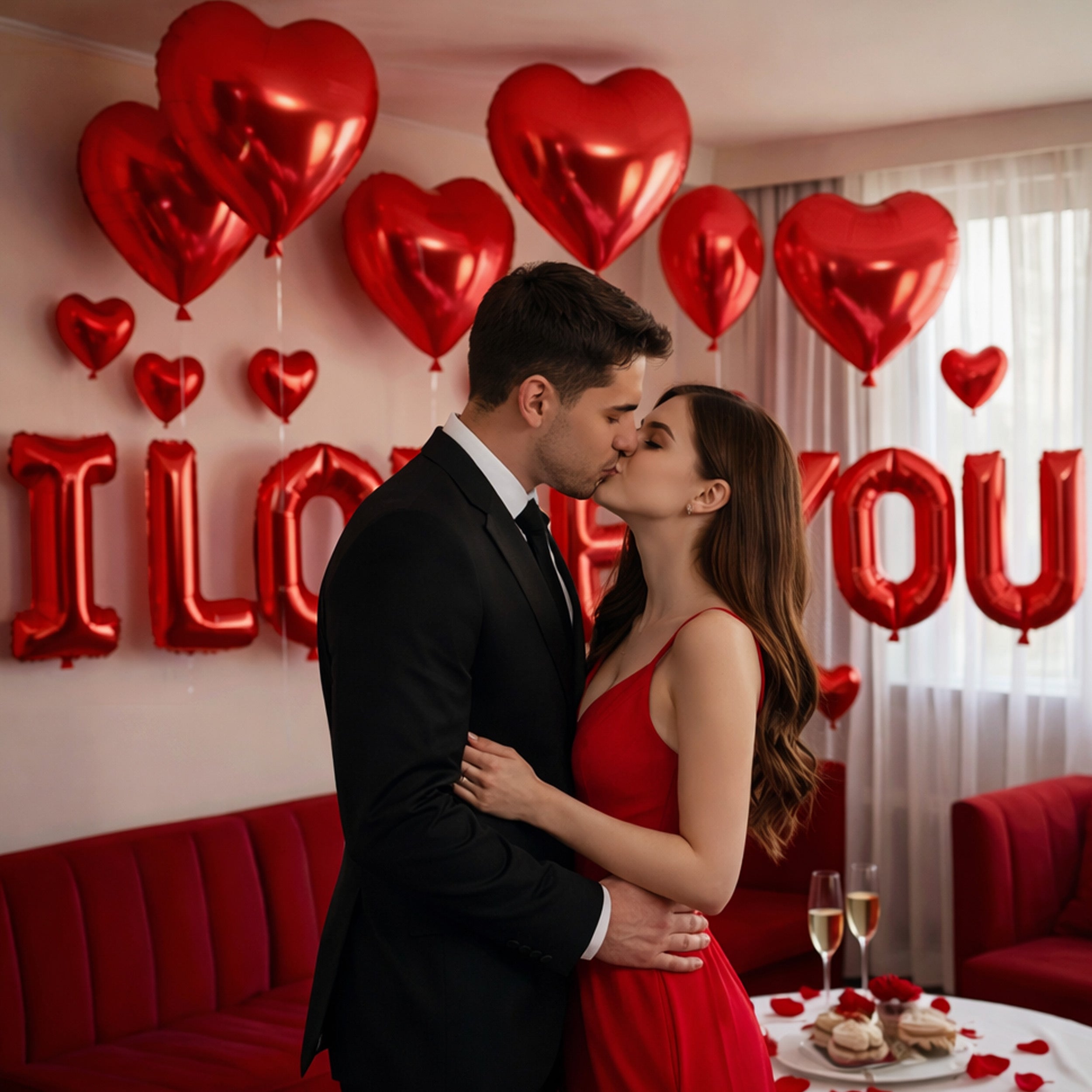 Verlobung Heiratsantrag Liebe Romantik Herzen Folienballon I Love you