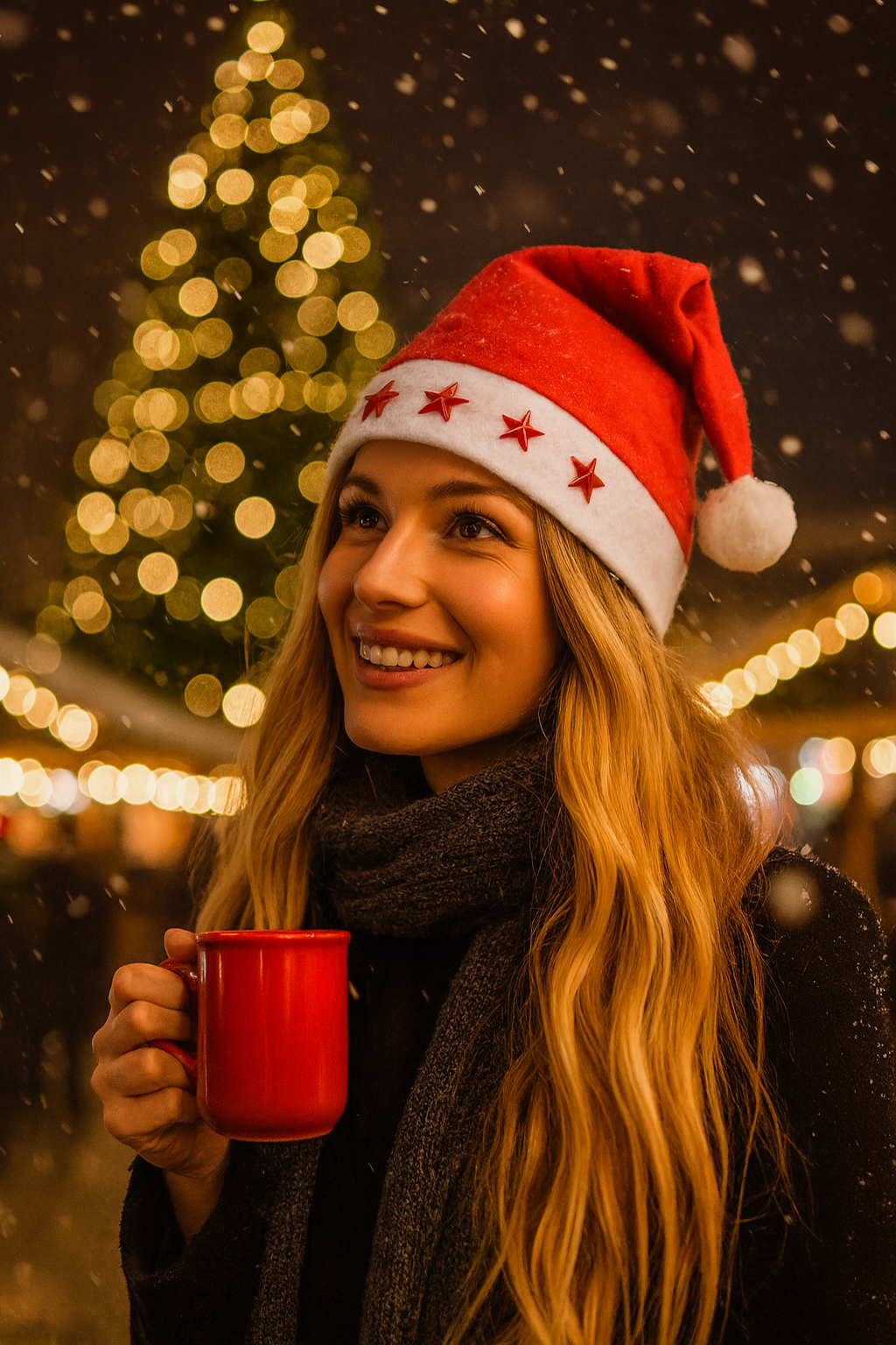 Nikolausmuetze Weihnachten WInter lustige Muetzen LED Sterne